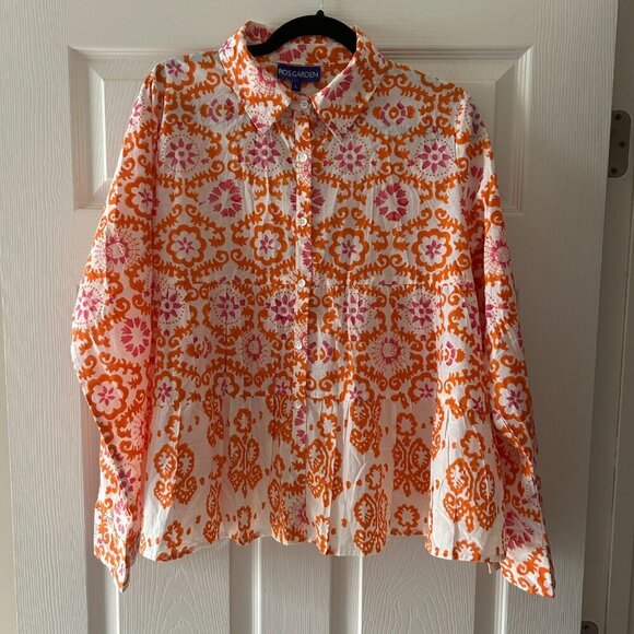 NWT Ro's Garden Vanessa Pintuck Boho Floral Casual Button Up Shirt Size Large - Picture 8 of 11